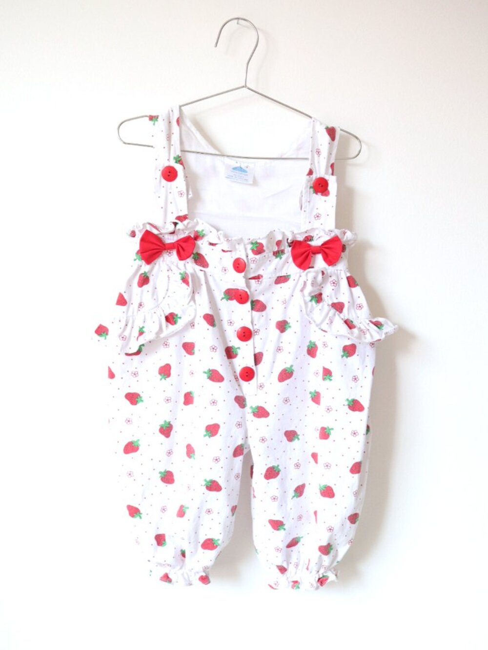 Vintage Strawberry Cotton Bubble Overall / 24M, 2Y